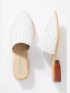 CCOCCI White Woven Leather minimalist Mules
